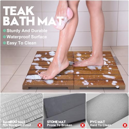 Teak Shower Mat - Foldable Wood Bath Mat for Spa, Sauna, Pool and Home - Image 5
