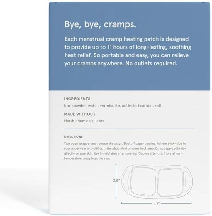 LOLA Heating Patches for Period Cramps (3 Count), Soothing Natural Heat Therapy for Pain Relief, Disposable Heating Pad