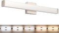 Bathroom Vanity Light Brushed Nickel Square LED 24 inch 14W 4000K Natural White Light Wall Bar Lighting Fixtures Over Mirror (Brushed Nickel, 24 inch 5CCTDimmable)
