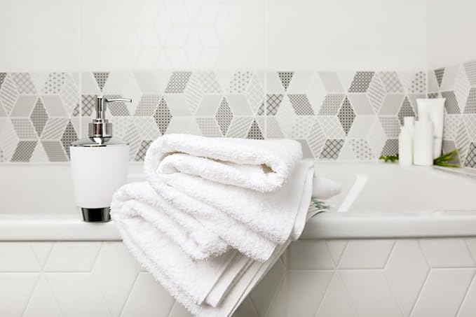 ZUPERIA White Bath Towels Bulk 12 Pack (22 x 44 Inches) - 100% Cotton Economy Light Weight Towels for Commercial Use - Quick Dry, Ultra-Soft, and Absorbent Bulk Towels