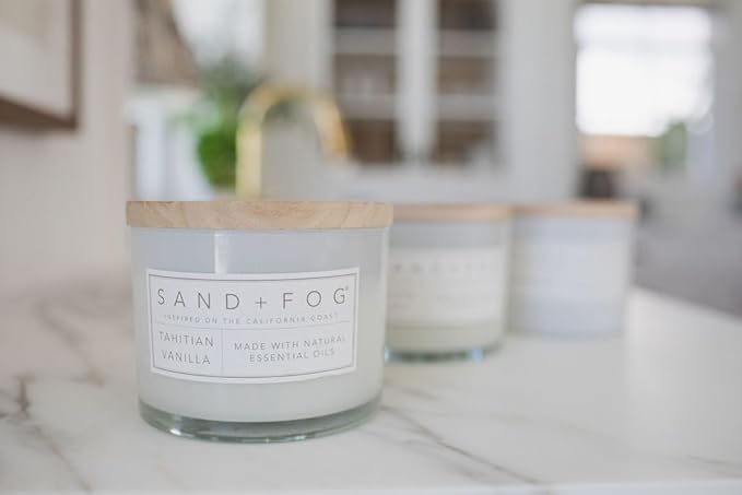 Sand + Fog Scented Candle - Tahitian Vanilla – Additional Scents and Sizes – 100% Cotton Lead-Free Wick - Luxury Air Freshening Jar Candles - Perfect Home Decor – 12oz (Pack of 2)