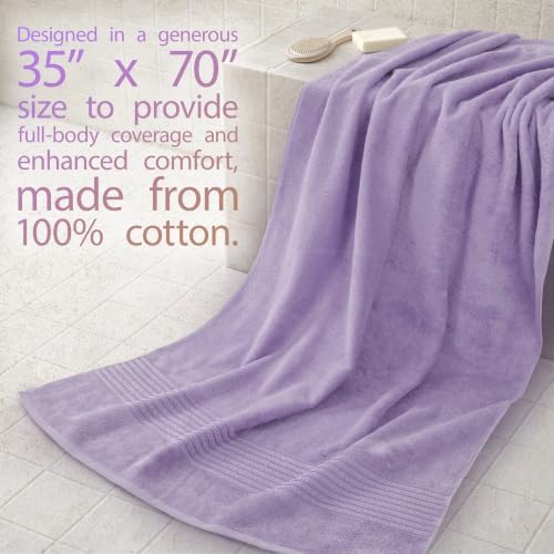 Cotton Paradise 100% Cotton Turkish Towel Set, Soft Absorbent Quick Dry, 2 Piece 35x70 Bath Sheet Set, Lilac - Image 2