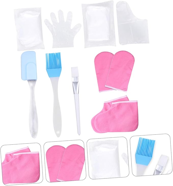 1set Paraffin Wax Hand Gloves Foot Care Supplies Hand Treatment Spa Foot Cover Moisturizing Gloves Skin Care Kit Random Color
