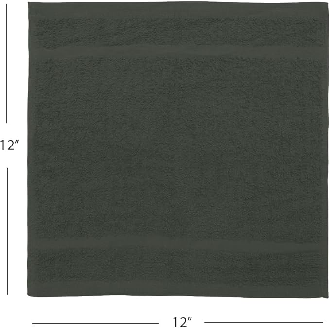Avalon Towels Cotton Washcloths – (Pack of 36) Size 12x12 Inches, 100% Ring Spun Cotton, Soft & Absorbent Face Towels, Gym Towels, Hotel and Spa Quality, Reusable Fingertip Towels (Grey)