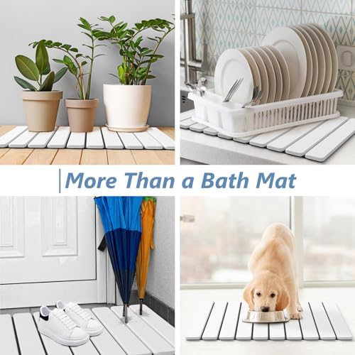 AWW Foldable Stone Bath Mat, Diatomaceous, 23.6"x15.5", White - Image 7