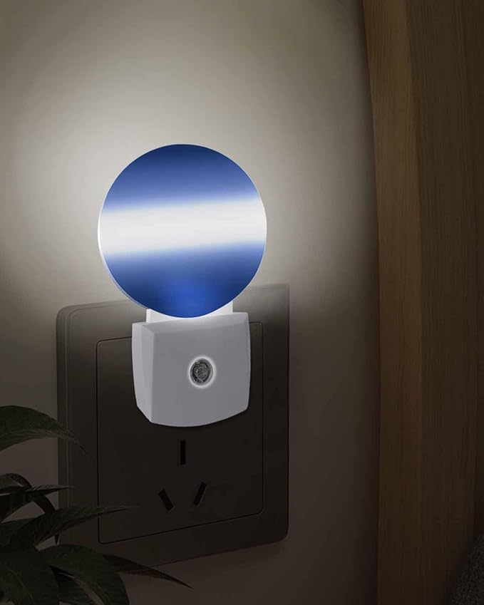 Night Lights Auto Sensor Navy Blue Ombre Night Light Solid Color Round Lamp Plug-in LED Nightlights Dusk to Dawn for Living Room Bedroom Bathroom Hallway Wall Decor