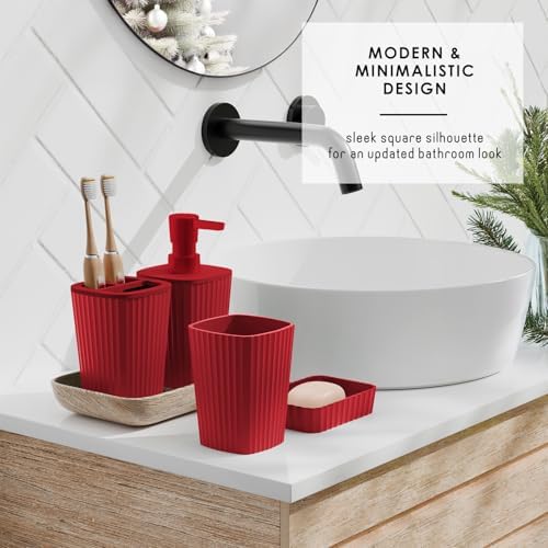 Clara Clark Bathroom Set - Christmas Bathroom Accessories Set, 11PC Bathroom Accessory Set, Christmas Bathroom Sets with Adhesive Corner Shower Caddy Hanging, Toilet Brush, Trash Can & Soap Dispenser - Image 5