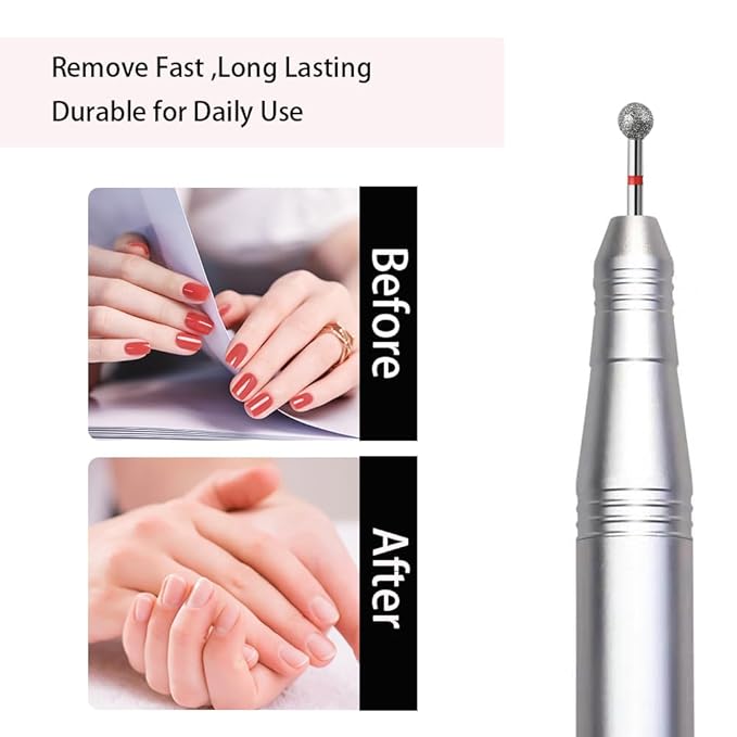 10pcs Safety Ball Cuticle Drill Bits, Carbide Diamond Nail Bits for Dead Skin Removal & Nail Shaping, 3/32'' Two Way Rotate, Professional Manicure Pedicure Salon Tools(5mm Ball Bit, Fine-F)