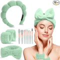 CAZYTOYZ Sponge Spa Headbands for Women Wristband Set Puffy Makeup Brush Headband Set for Washing Face Soft Towel Skin Care Head Band Cute Hair Band Shower