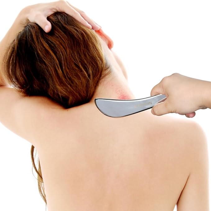 STICKON 2 in 1 Stainless Steel Gua Sha, Acupressure Pen, Muscle Scraper Tools Set, Muscle Scraping Tool Trigger Point Massage Tool Deep Tissue Acupressure Pen(STICKON-59)