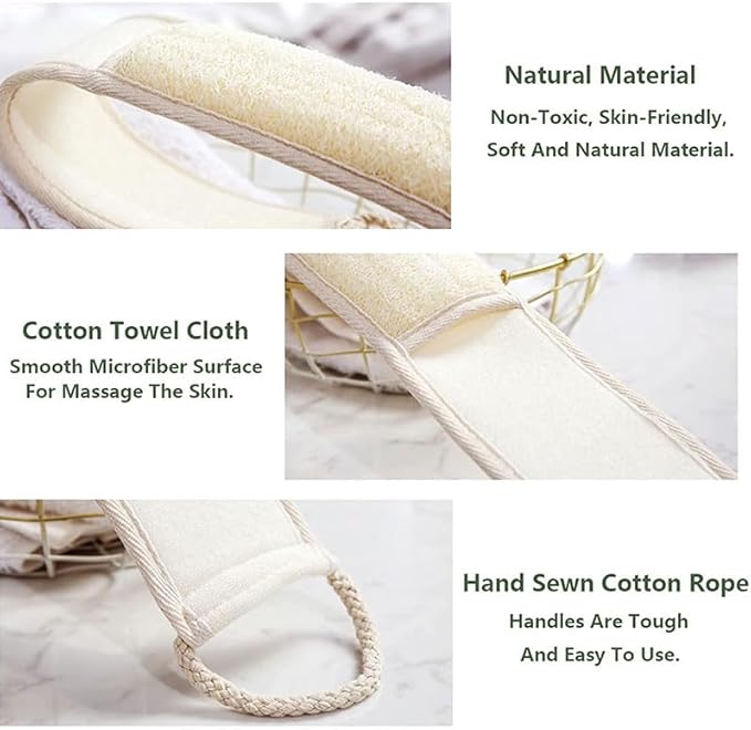 Natural Loofah Loofah Sponge loofahs for Travel Bath Sponge, Loofahs for Travel, Loofahs for Women and Men, Dishcloth Kitchen Cloth (3 Pack) (L)