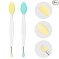 Unaone Lip Scrub Brush - 3 PCS Dual-ended Lip Scrubber Exfoliator and Silicone Lip Brush, 3-in-1 Silicone Lip Scrub Tool Lip Mask Applicator, Gentle Exfoliator & Applicator for Soft