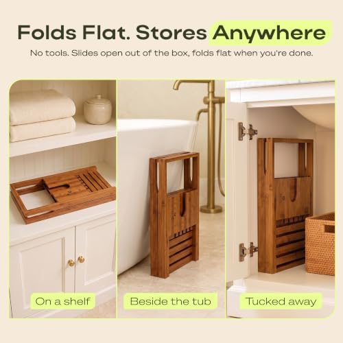 ROYAL CRAFT WOOD Premium Foldable Bathtub Tray Caddy - Wood Bath Tray for Tub, Bamboo Shelf, Expandable Bath Table Trays, Bathtub & Bathroom Accessories for New Home & Mothers, Birthday Gifts for Mom - Image 7