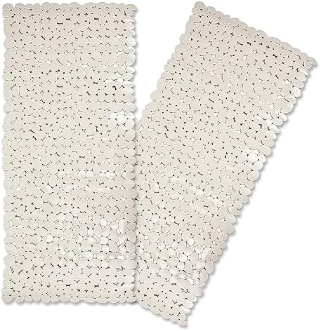 SONGZIMING Bathtub Mat Non Slip 2 Pack, 35 x 16 Inches Pebble Shower Mat with Suction Cups and Drain Holes, Bath Mat for Shower,Bathroom tub (Beige) by HOME