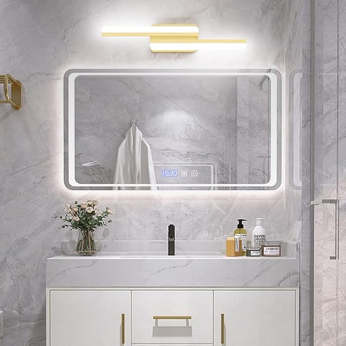 Ralbay Modern 24" Vanity Lights for Bathroom - 24W Frosted Aluminum LED Gold Bathroom Vanity Light Fixtures Over Mirror - Modern Gold Bath Lighting - 6000K White Light