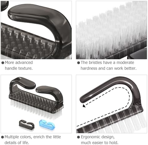 Handle Grip Cleaning Nail Brush, Larbois Nail Brushes Hand Fingernail Brush Cleaner Scrubbing Kit Pedicure for Toes and Nails Men Women (Color-3) - Image 5