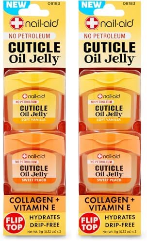 Nail-Aid Cuticle Oil Jelly, Press-On Friendly Non-Drip Cuticle Treatment for Dry Cracked Cuticles and Hangnails, Collagen + Vitamin E, CleanClick™ Secure Flip-Top Cap, Petroleum-Free (Pack of 2) by Nail-Aid