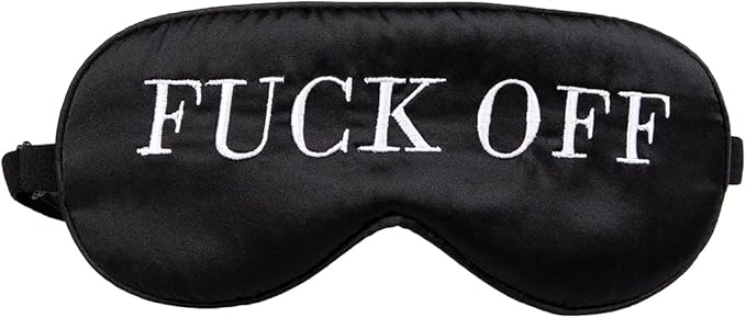 100% Mulberry Silk Sleep Mask Blackout, Cute Natural Sleeping Mask with Adjustable Elastic Strap, Satin Eye Cover for Men Women Adults (Fuck Off)