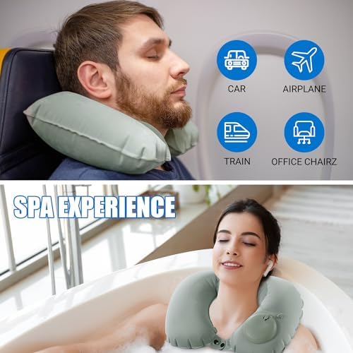 MABOZOO U-Shaped Hot Bathtub Pillow,Inflatable Spa Pillows for Hot Tub with Adjustable Button for Shower, Neck Support Headrest & Leg Pillow for Relaxation Spa Soak in Bathtub - Image 5