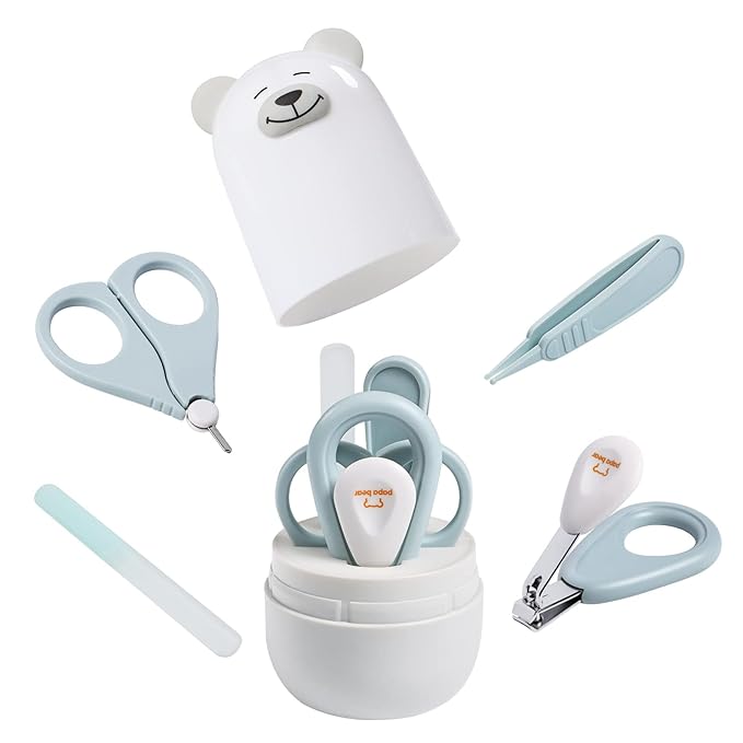 Baby Nail Clippers Set with Cute Case, Infant Fingernail and Toenail File Kit for Newborn Manicure and Pedicure, New Mom Grooming Gift