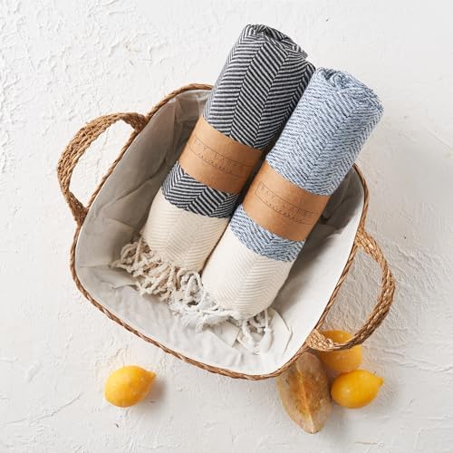 BAY LAUREL Turkish Hand Towel – Pack of 2 | Soft & Absorbent Decorative Towels for Bathroom, Hand, Face, Hair, Gym, Yoga, SPA, Kitchen & Tea | Boho Decor(Dark Gray, Herringbone 16X40 Inches (Set of 2) - Image 3