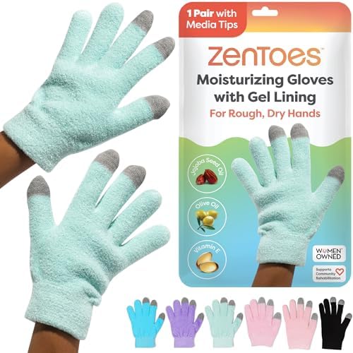 ZenToes Moisturizing Gloves for Dry Hands, Media Tips, Fuzzy, 1 Pair by ZenToes