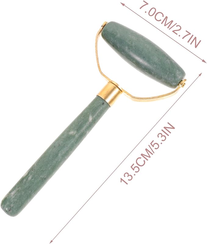 FRCOLOR Jade Rollers Massaging Body Roller 2-Pack Facial Massage Tool for Face Neck Eyes Skin Care 5.31X2.75X0.62In