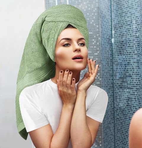 Utopia Towels 8 Piece Majestic Plush Luxury Towel Set, Cotton, Sage Green - Image 4