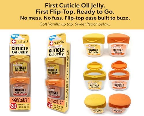 Nail-Aid Cuticle Oil Jelly, Press-On Friendly Non-Drip Cuticle Treatment for Dry Cracked Cuticles and Hangnails, Collagen + Vitamin E, CleanClick™ Secure Flip-Top Cap, Petroleum-Free (Pack of 2) - Image 5