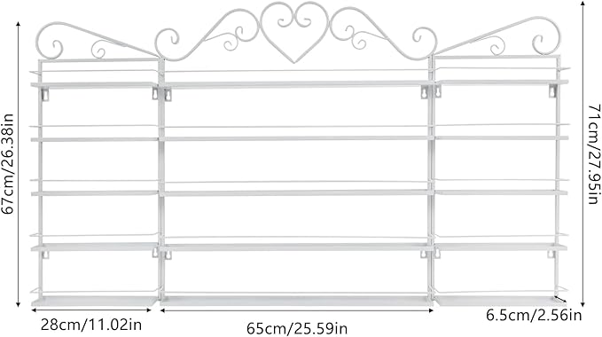 DouSeiAi 5-Tier Wall Mounted Nail Polish Storage Rack, Metal Cosmetic Organizer for Lipstick, Perfume & Essential Oils, Display Shelf for Home, Spa, Nail Salon, White