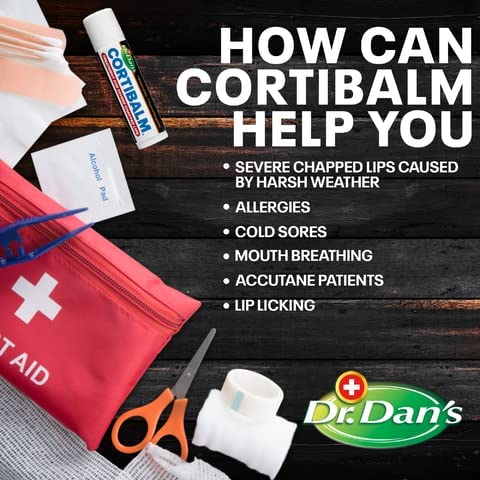 Dr. Dan's Cortibalm -8 pack-for Dry Cracked Lips - Healing Lip Balm for Severely Chapped Lips - Designed for Men, Women and Children