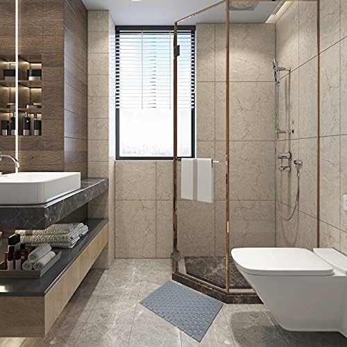 Bambo Bath Mat Bathroom Rugs Floor Wood Shower Bathtub Waterproof Non Slip Accessories 16x24 Inch Easy to Clean, Grey,1 pc - Image 3