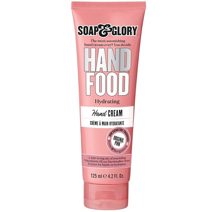 Soap & Glory Hand Food Hand Cream - Almond Oil + Shea Butter Hydrating Cuticle & Hand Moisturizer - Rose & Bergamot Scented Hand Cream for Dry Hands (125 ml)