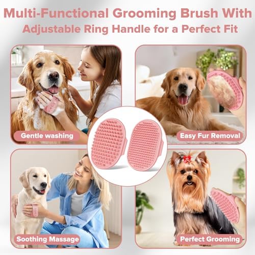 6PCS Grooming & Bath Supplies for Dogs, Cats | Dog Washing Gloves | Dog Bath Brush | Dog Shower Brush | Pet Grooming Gloves | Dog Grooming kit | Pet Supplies for Showerhead & Sprayer (Light Pink) - Image 5