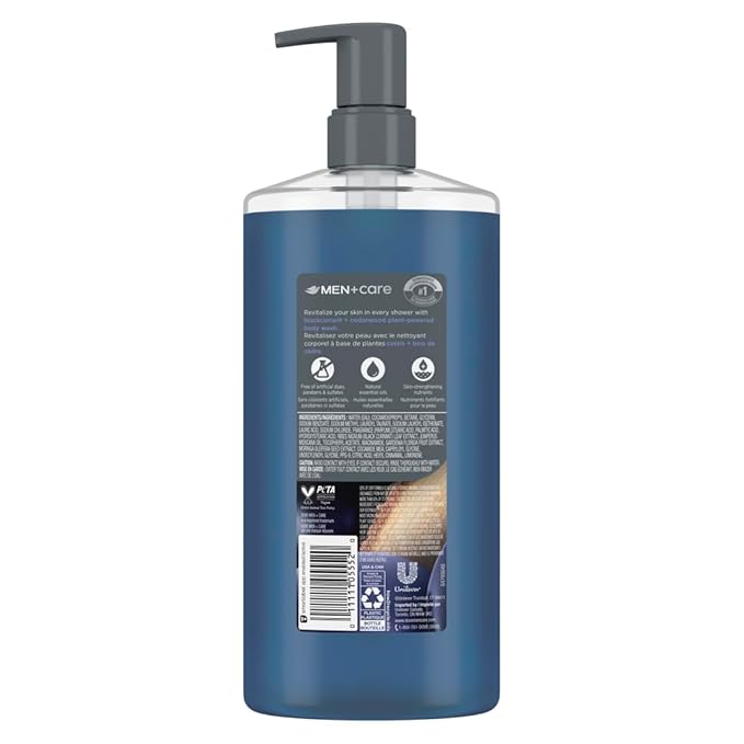DOVE MEN Moisturizing Body Wash | #1 Dermatologist Body Wash for Men, Sulfate Free, Paraben Free, & Dye Free | Blackcurrant + Cedarwood, 26oz (Pack of 4)