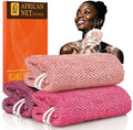 UJFQBH African Net Sponge Authenti, Exfoliating Body Scrubber for Back and Hard to Reach Areas, Gentle Daily Exfoliation for Deep Cleansing, Quick Drying Shower Essential, Berry Pink 3 Pack by BuyNow