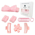 16pcs Skincare Headband Set, Headband Set for Face Washing Spa and Makeup, Including 1 Hairband, Wristband, 3 Hair Claw Clips and 10 Hair Ties, with Box, Gift for Women and Girls, Pink