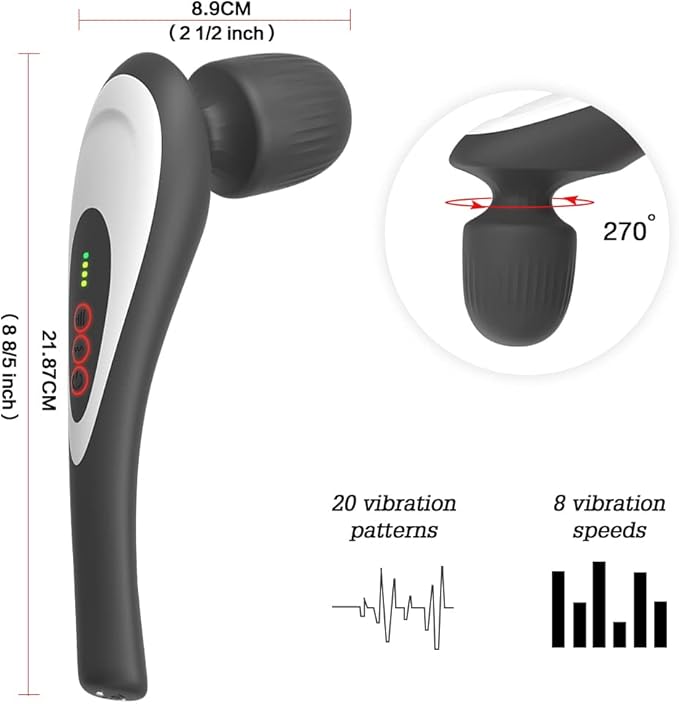 Rechargeable Personal Hand Held Deep Tissue Vibrating Massager for Muscles, Back, Foot, Neck -Cordless Electric Percussion Body Wand Massage Gift for Women her