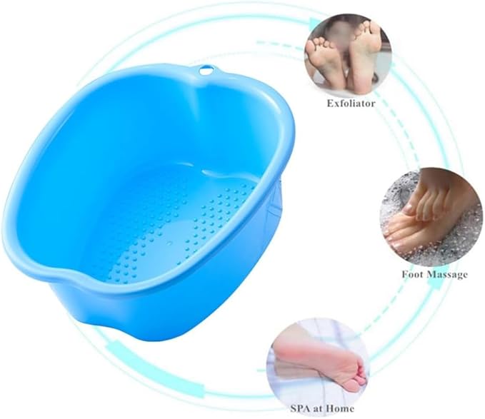 Foot Soaking Tub Sturdy Soaking Feet Bucket Large Size Foot Basin Thickened Massager Tub with Raised Massage Nodes Exfoliation Callus Pedicure Foots Spa Bath Bucket (2 PCS Blue)
