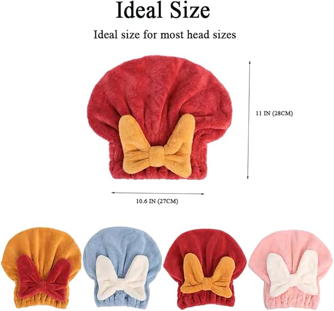 2 Pack Hair Towel Wrap,Super Absorbent Hair Towel Wrap for Wet Hair. Soft and Quick Drying Hair Wrap Towels Cap for Women, All Hair, Types,Anti Frizz (Blue & Red)