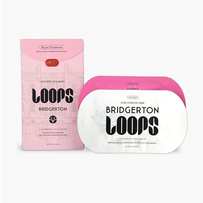 LOOPS Beauty Bridgerton™ NETFLIX Royal Treatment Set -The Best Hydrogel Korean Face Masks for Every Skin Moment Face Mask - 2 Hydrating Masks - Dew Cloud and Double Take - All Skin Types, 2pc