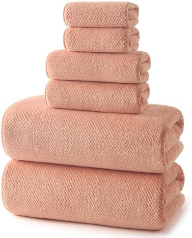 REDKISS Ultra Soft 6 Piece Towel Set, Premium Towels for Bathroom, Highly Absorbent, Quick Dry, Lightweight Bath Towels Set Collection, Includes 2 Bath Towels, 2 Hand Towels, 2 Washcloths, Orange by REDKISSOnline
