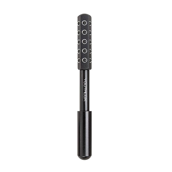 Radiance Roller – Germanium Stone Facial Massage Tool/Wand Face Roller for Lifting, Sculpting, De-Puffing, Glow Boost, Energizing & Cooling Effect (Black)
