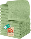 Utopia Towels 12 Pack Cotton Washcloths Set, 100% Ring Spun Cotton, Premium Flannel Face Cloths, Highly Absorbent and Soft Feel Fingertip Towels, Sage Green by UTOPIATOWELS