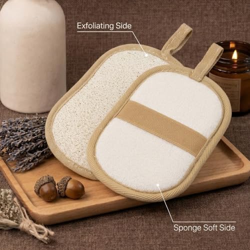 Exfoliating Body Scrubber (2 Pack), Body Scrubber Exfoliator, Exfoliating Sponge for Shower Bath, Shower Loofah Luffa Lufa with Handle for Men Women, Dead Skin Exfoliator for Body Scrub - Image 2