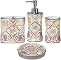 Zahari Home 4pc Sedona Stylish Bathroom Accessories Set Shower Soap Dispenser, Tumbler, Tooth Brush Holder and Toothpaste Holder, Soap Dish Classic Contemporary Decor Unique Design Modern Bath Set by ZahariHome