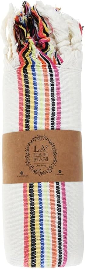 Morrocan Beach Towel | Cotton Blanket Throw, Easy to Carry, Sand Free, Absorbent, Quick Dry, Turkish Towels for Travel Camping Bath Sauna Beach Gym Fitness Pool Yoga SPA by Lahammam, Carnaval 1 Pack