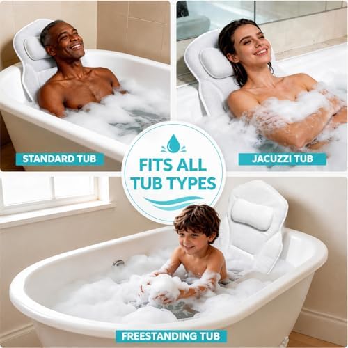 Full Body Bathtub Pillow with Lumbar Support, 5D Air Mesh Bathtub Cushion for Soaking Tub, 168 Suction Cups Full Bath Pillow for Post-Yoga Spa, Deep Relaxation & Romantic Baths - Image 3