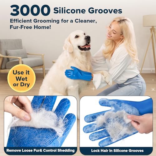 6PCS Grooming & Bath Supplies for Dogs, Cats | Dog Washing Gloves | Dog Bath Brush | Dog Shower Brush | Pet Grooming Gloves | Dog Grooming kit | Pet Supplies for Showerhead & Sprayer (Navy Blue) - Image 3