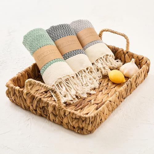 BAY LAUREL Turkish Hand Towel – Pack of 2 | Soft & Absorbent Decorative Towels for Bathroom, Hand, Face, Hair, Gym, Yoga, SPA, Kitchen & Tea | Boho Decor (Army Green, Diamond 15x26 Inches (Set of 2) - Image 4